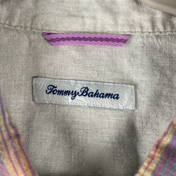 Tommy Bahama Linen Shirt Mens XXL 2XL Plaid Long Sleeve Button Up Beach Ombre - Picture 4 of 15